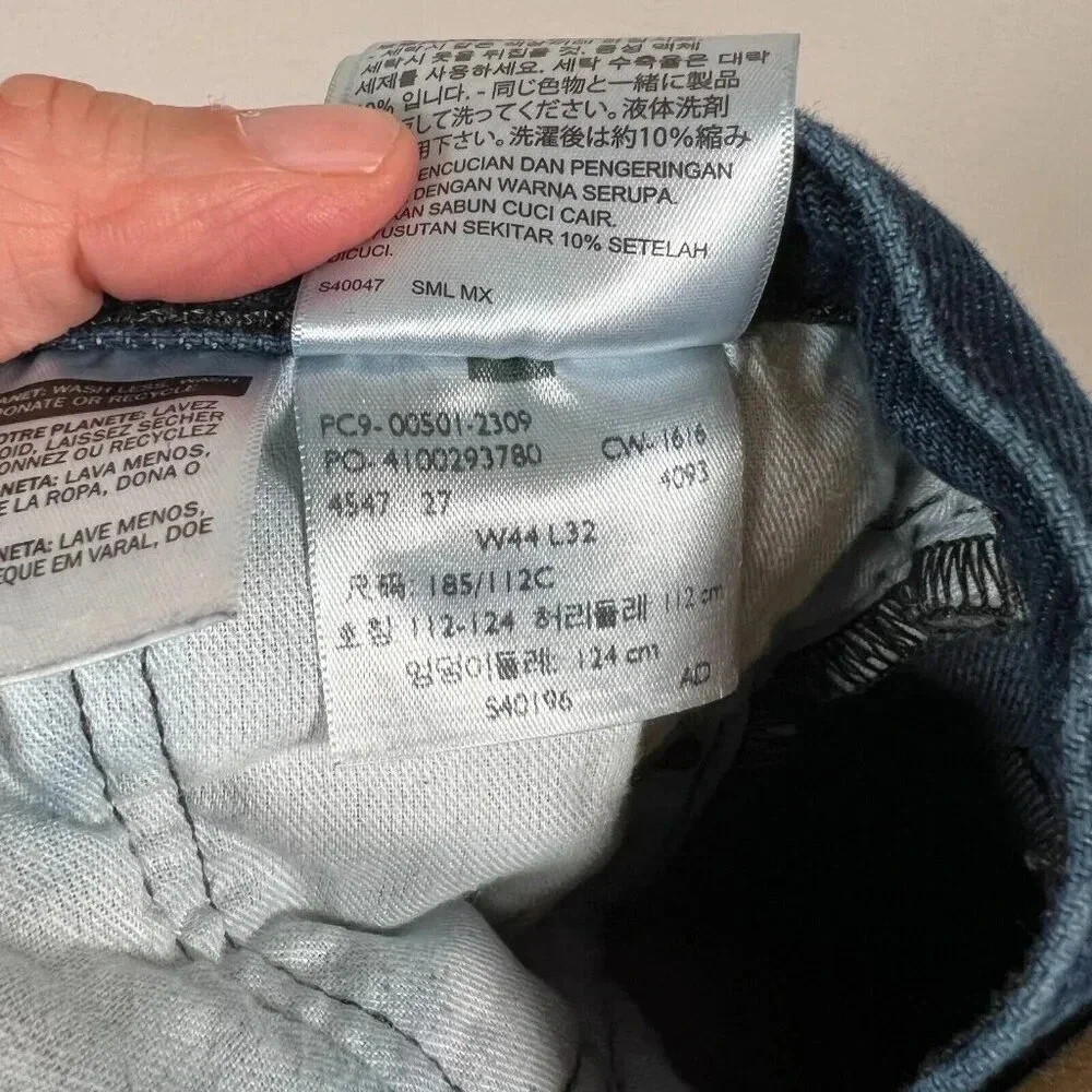 Levi's 501 Jeans Mens Size 44x32 Actual 41x30 White Cone Denim Dark Wash Blue